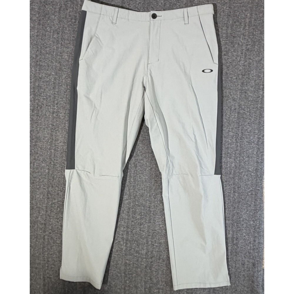Oakley Golf Pants Mens 38 Gray /Black Stripe Straight Leg Regular Fit Athletic - Picture 3 of 10
